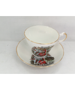 Vintage collectible decorative tea cup saucer set England royal guard pa... - $24.75