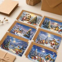 6 Christmas Cards with Santa Clause, Christmas Tree, And House Designs - €8,49 EUR