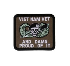 VIETNAM VET and Damn Proud Of It 3&quot; x 2.5&quot; iron on patch (2201) Veteran (C53) - £4.93 GBP