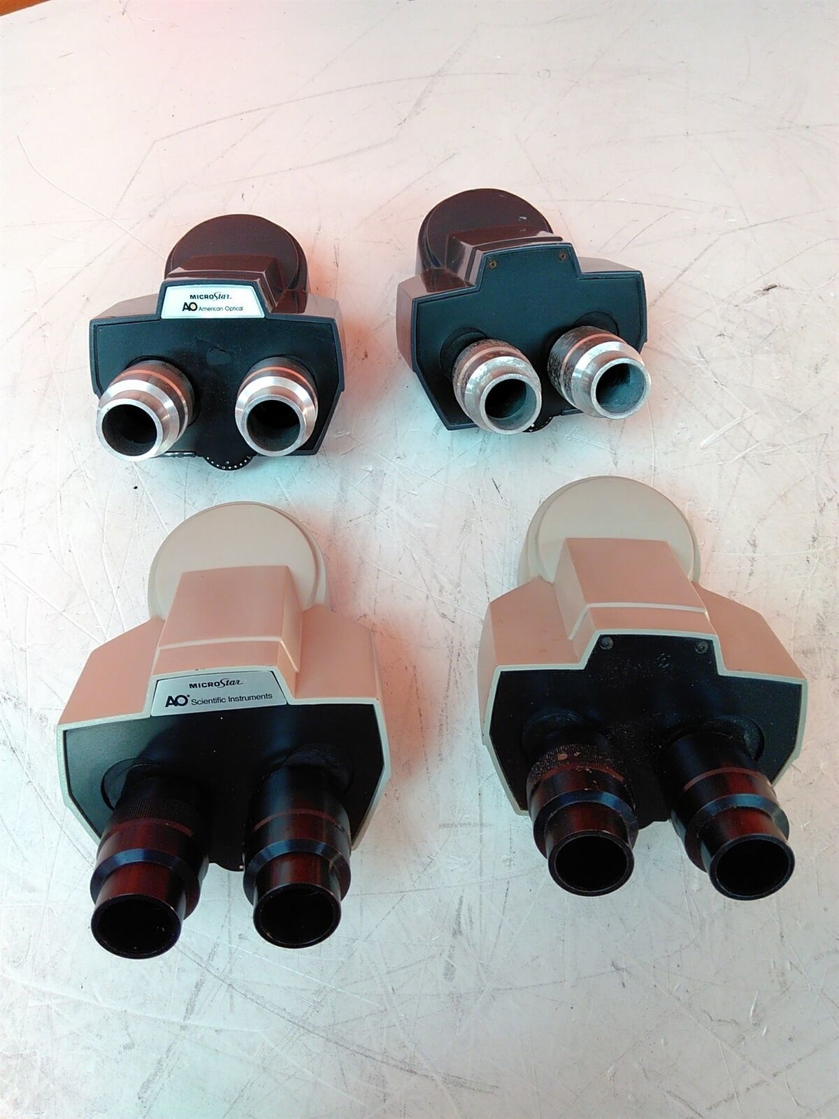 Lot of 4 AO American Optical MicroStar Binocular Microscope Head Part AS-IS  - £79.24 GBP