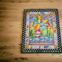 Handmade Baby Quilt Blanket Comforter 42&quot; X 34&quot; Colorful Zoo Animals Frogs - £11.61 GBP