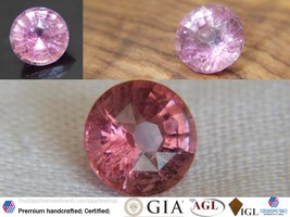 Tourmaline, untreated, peach Pink premium handcrafted custom round Madagascar - £235.25 GBP
