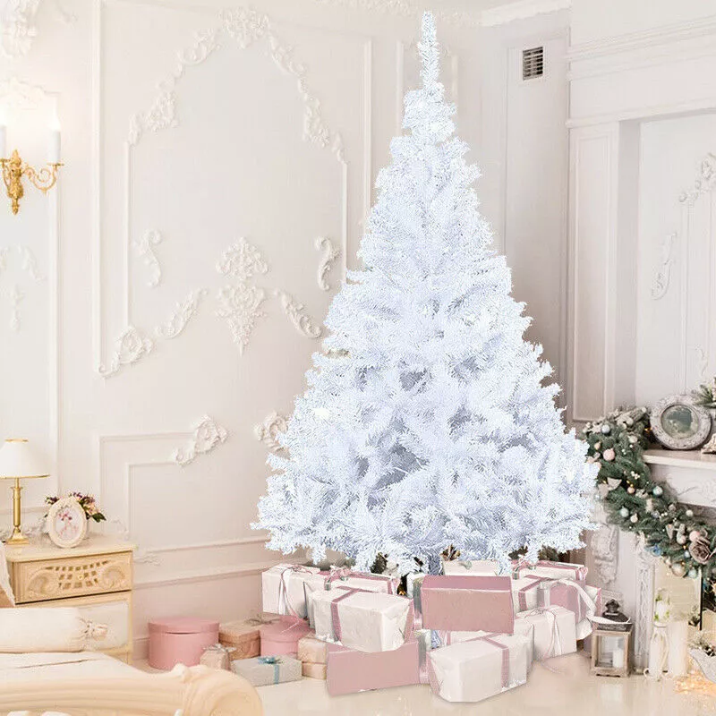 White Christmas Tree Artificial Xmas Spruce 4FT Bushy Pine Metal Stand USA Selle - $73.58