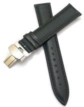 18mm 20mm 22mm 24mm Black Watch Band Strap With Deployment Silver Buckle - £15.95 GBP