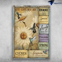 Hummingbird Poster Hummingbird Flower God Says You Are Unique Special Lovely Pre - £12.78 GBP