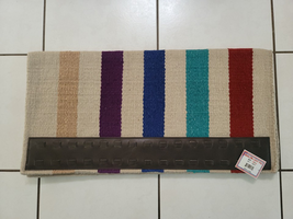 Casa Zia New Zealand Wool Saddle Blanket NEW Tan Purple Blue Teal Red 32x32 - $79.99