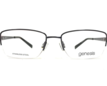 Genesis Eyeglasses Frames G4023 015 GUN Gray Rectangular Half Rim 54-18-145 - $55.97