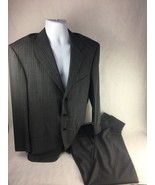 Ermenegildo Zegna Mens Suit Set Black Pinstripe Notch Lapel Pleated 100%... - £104.65 GBP