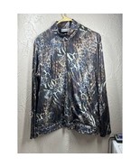 CHICO&#39;S Multi Color Animal Print Metallic Full Zip Bomber Jacket Blazer ... - $32.95