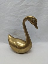 Vintage Mid Century Brass Swan Figurine 6&quot; - $59.39