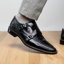 Genuine ostrich leg leather upper Shoes Napoli Black image 11