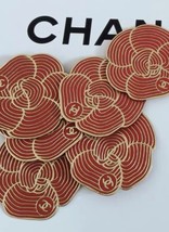 Chanel Set Of 4 Red Camellia Flower Flat Sticker Coco Brooch 100% Authentic - £15.43 GBP