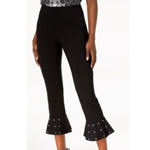 INC Womens Petite 10P Deep Black Ruffle Hem Studded Capri Pants NWT BL35 - £23.22 GBP