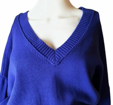 Abound V-Neck Crop Sweater Blue Clematis Long Sleeve Drop Shoulder Size XS New - £20.44 GBP