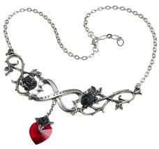Armour Aeternus Infinite Love Necklace Black Roses Red Heart Alchemy Gothic P868 - £51.27 GBP