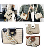 HZ-605 Straw Shoulder Crossbody Bag with Webbing Adjustable Shoulder Strap - $50.73 CAD