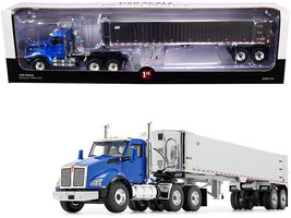 Kenworth T880 Day Cab w East Genesis End Dump Trailer Surf Blue Metallic Chrome - £106.59 GBP