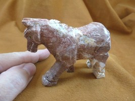 (Y-HOR-400) Red White Horse Carving Gemstone Wild Mustang Soapstone Peru Gem - £16.81 GBP