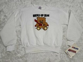 Vintage Youth Kids Child NWT Jerzees Buckle Up Bear Crewneck Sweatshirt ... - $7.77