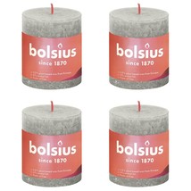 Bolsius Rustic Pillar Candles Shine 4 pcs 80x68 mm Sandy Grey - £11.59 GBP