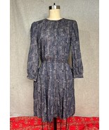 Purple Pink Paisley Pleated Secretary Dress Sz S Boho Mod Retro Vintage ... - $24.19