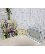 3 Vintage Glass Picture Frames Floral Gold Curved Mirror Art Deco Style Lot - $52.36 CAD