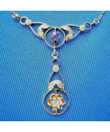 Earth mined Diamond Sapphire Cushion cut Art Deco Pendant 14k Antique Ne... - €1.638,35 EUR