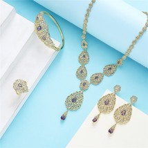 Moroccan Caftan wedding gold jewelry set for women green stone fashion jewelry s - £53.90 GBP