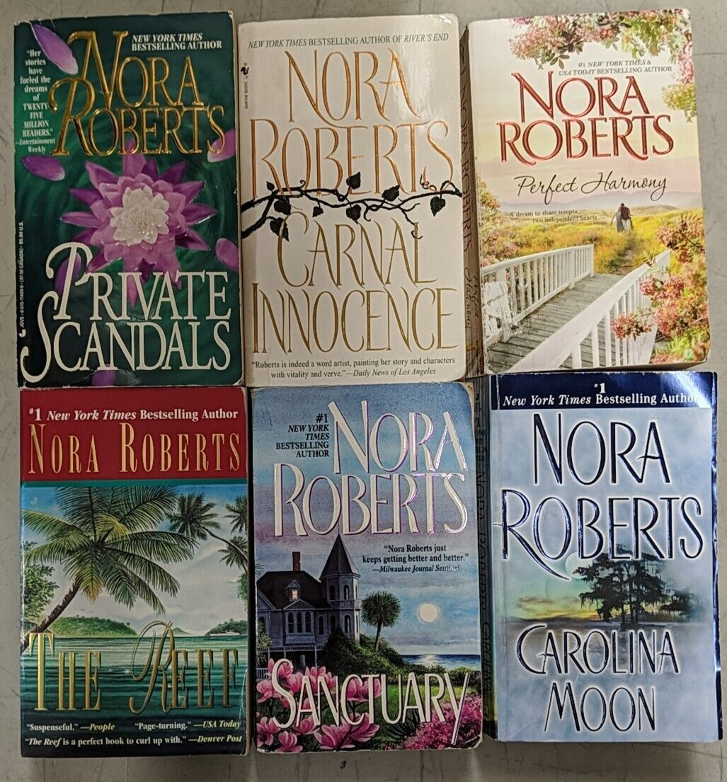 Primary image for Nora Roberts Perfect Harmony Carnal Innocence Private Scandals Sactuary Reef x6