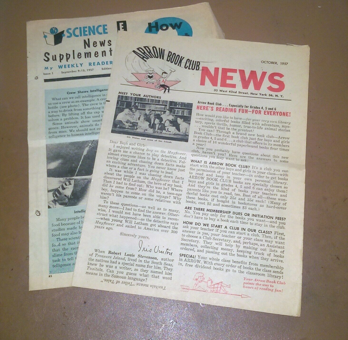 2  Vintage 1957 Children&#39;s School Newspaper - $9.99