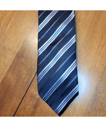 Geoffrey Beene Silk Tie -Black with silver stripes - £11.64 GBP