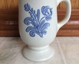 Pfaltzgraff Yorktowne Mug with Footed Base Blue Floral Motif Gray Mug - £10.98 GBP