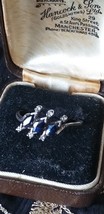 Vintage 1980-s Blue Sapphires /CZ 925 Sterling Silver Ring Size UK T, US 9 3/4 - £77.55 GBP