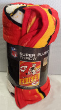 Kansas City Chiefs Plush 46&quot; by 60&quot; Deep Slant Micro Raschel Throw Blanket - NFL - £19.37 GBP