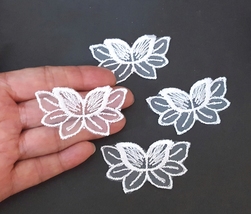 5-20pc White Lotus Small Flower Lace Patch motif Applique 2-1/4&quot; width A37 - £4.78 GBP+