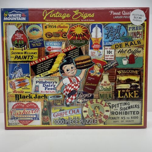 Primary image for Vintage Signs By Lois B. Sutton White Mountain Puzzles 1000 Pieces New USA