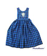 Vintage 1990s Girl 8 Plaid Jumper Flower Embroidery Blue Black Schoolgir... - $459.02 MXN
