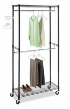 Supreme Double Rod Garment Rack, Storage, Organize,Hanger,Wheel,Closet, Garment - £71.52 GBP
