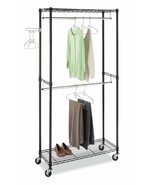 Supreme Double Rod Garment Rack, Storage, Organize,Hanger,Wheel,Closet, ... - £71.44 GBP