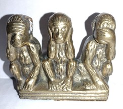 Vintage Brass Monkey See Hear Speak No Evil 3in Wide 2&quot; High 3&quot; Wide - $13.30