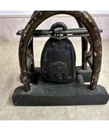 Antique Vintage BRONZE Elephant Bell Hand Carved Bentwood Frame Animal F... - £109.16 GBP