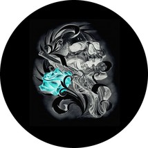 Skull Gun and Teal Rose Spare Tire Cover ANY Size, ANY Vehicle,Trailer,C... - £89.91 GBP