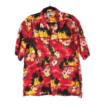 Pacific Legend Mens Hawaiian Aloha Shirt Cotton Floral Palm Red Yellow XL - £10.06 GBP