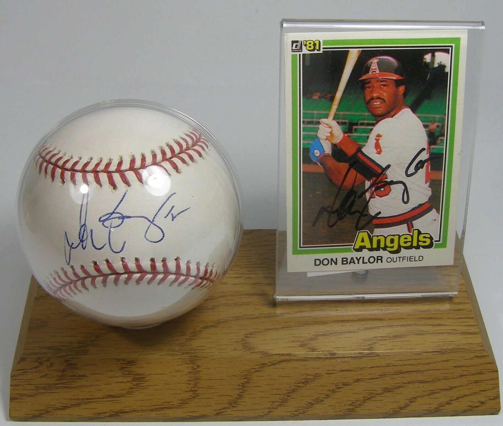 Donruss Angels 1981 Don Edward Baylor #413 Autographed Ball &amp; Card in Ho... - $69.99