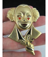 AJC Vintage Pin Brooch Brushed Gold large CLOWN 80s - £11.68 GBP