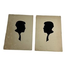 Matching Pair of Vintage Cut Silhouette Picture Young Man Brothers Boys Profile - £29.40 GBP