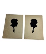 Matching Pair of Vintage Cut Silhouette Picture Young Man Brothers Boys ... - £29.47 GBP
