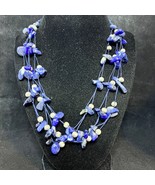 Vintage Avon Blue Sodalite Nugget Strung Bead Necklace 20&quot; Signed (3740) - $25.00