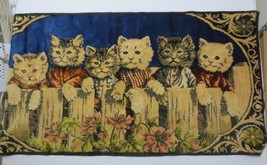 Antique Cat Looking over a Fence Velvet Wall Hanging Tapestry - £55.82 GBP