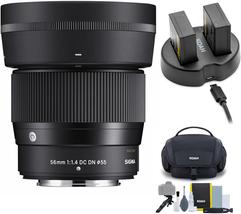 56Mm F1.4 Contemporary DC DN Lens for Fuji X Mount Bundle with Battery - $654.21